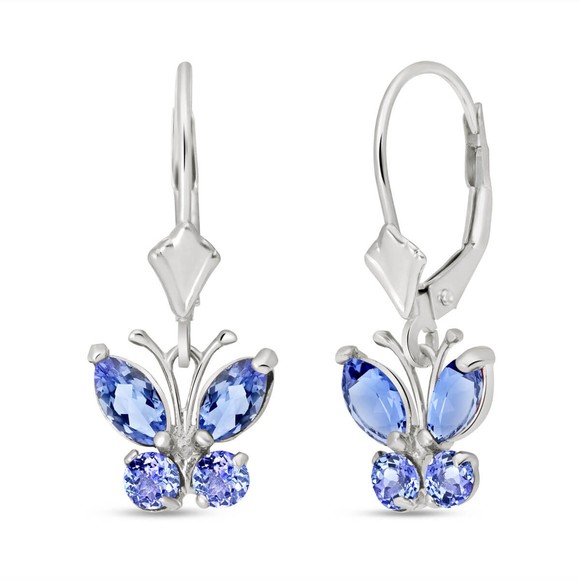 Galaxy Gold Products Jewelry - 14K. GOLD BUTTERFLY EARRING WITH NATURAL TANZANITES (White Gold)